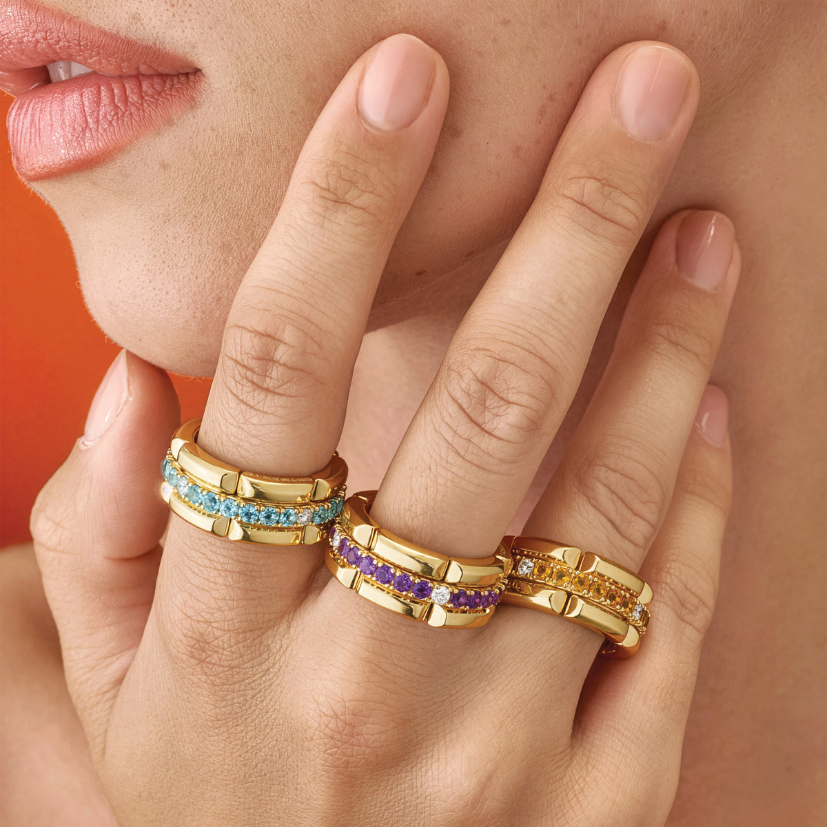 Gold ring with diamonds and colored gemstones