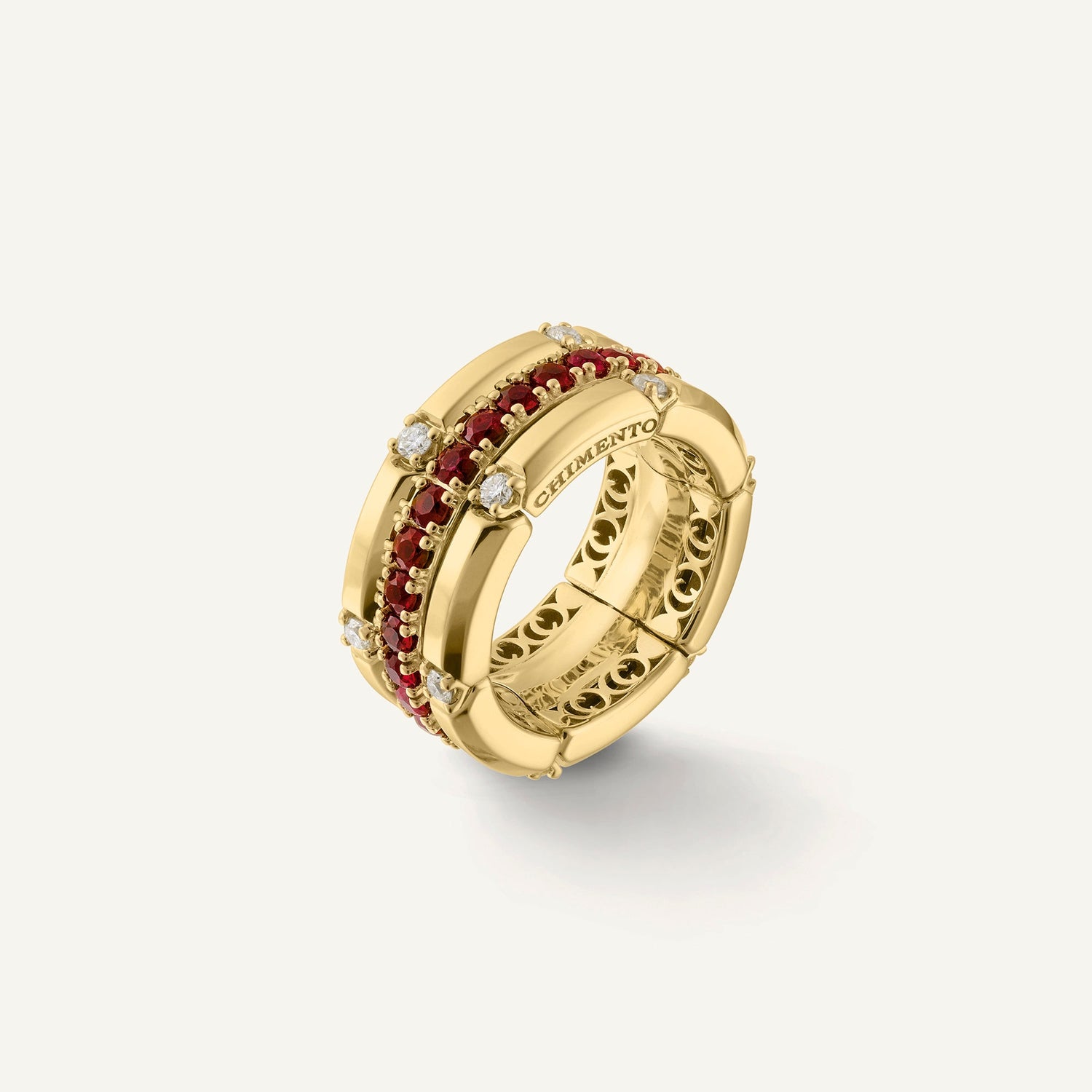 Anello in oro con diamanti e gemme colorate