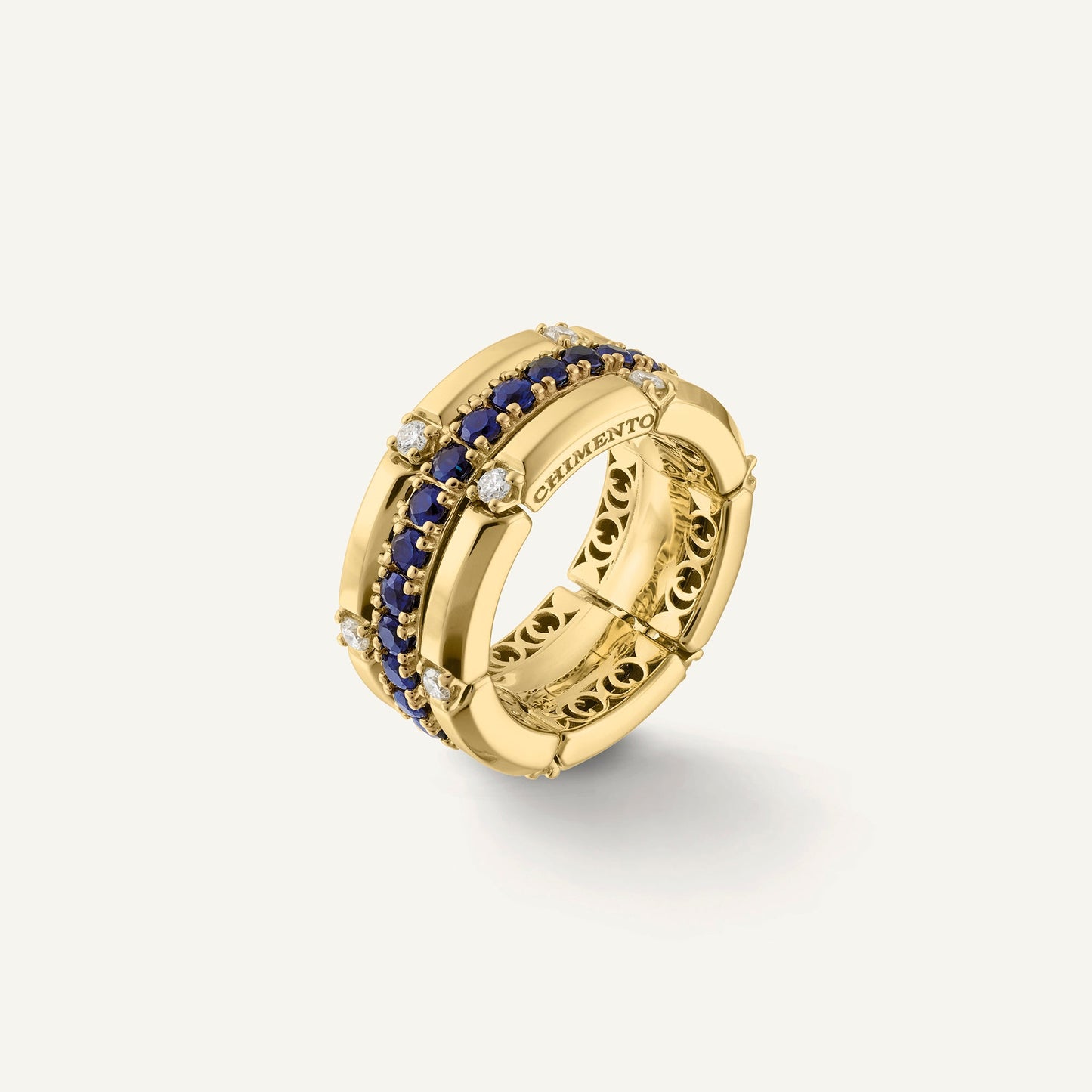 Anello in oro con diamanti e gemme colorate