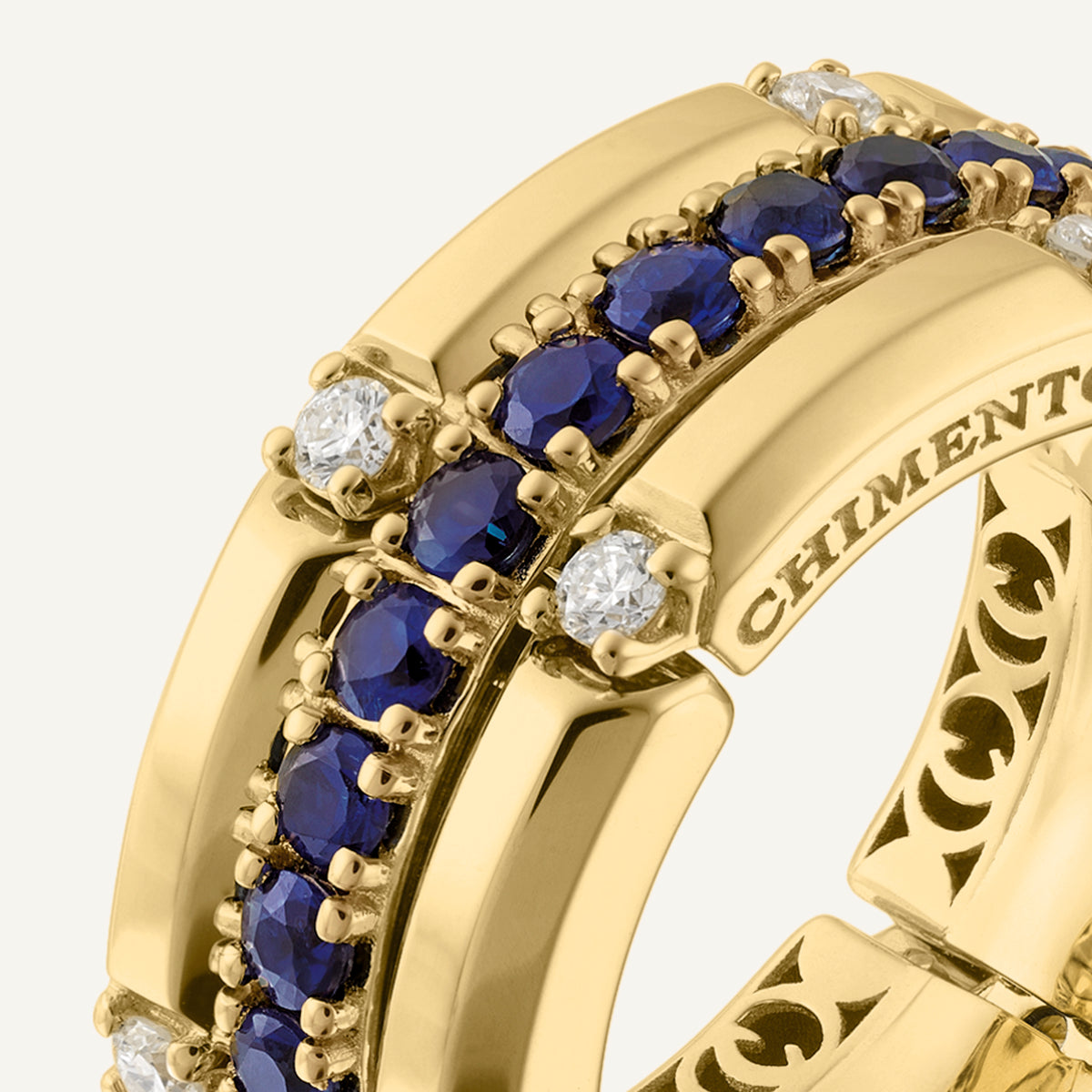 Gold ring with diamonds and colored gemstones