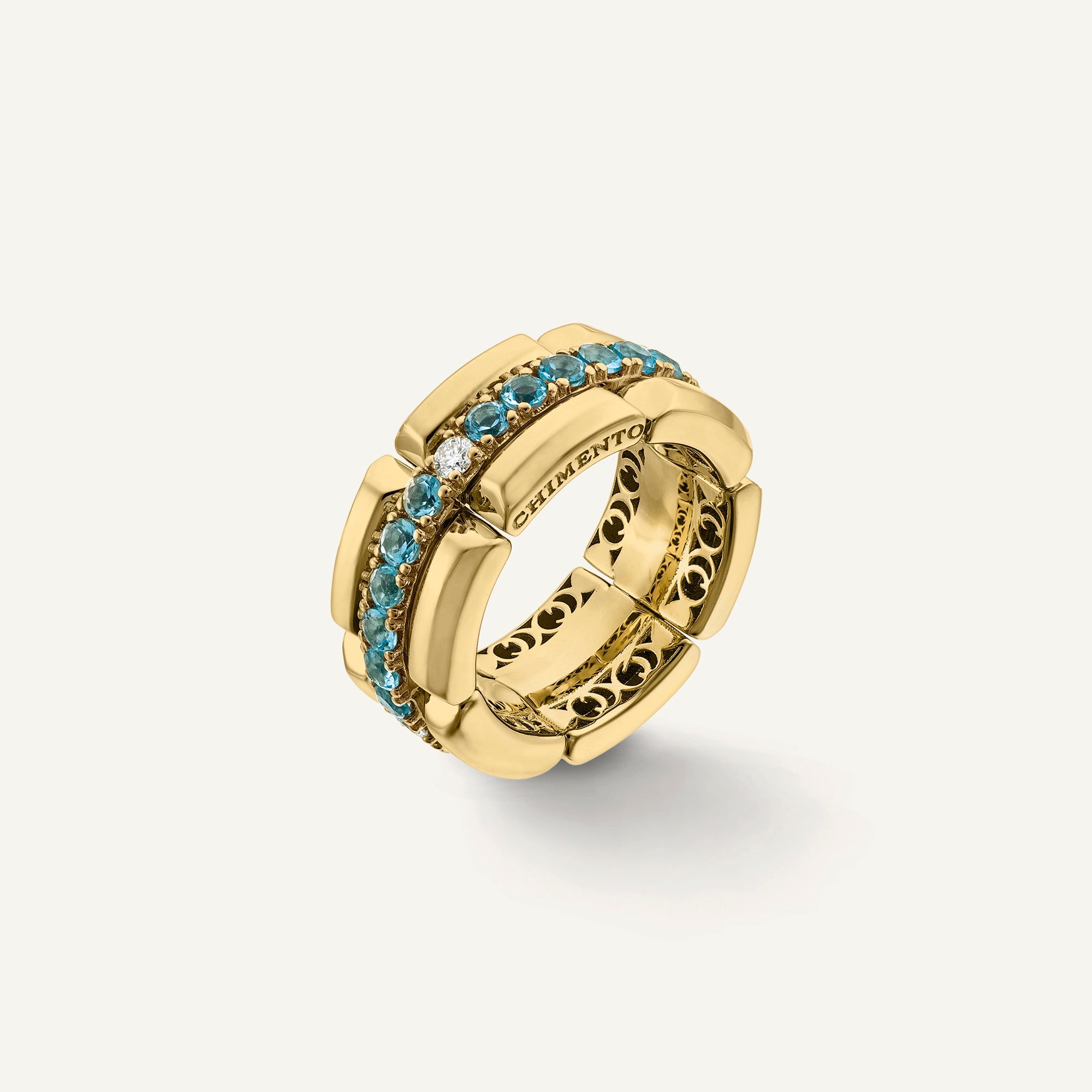 Anello in oro con diamanti e gemme colorate