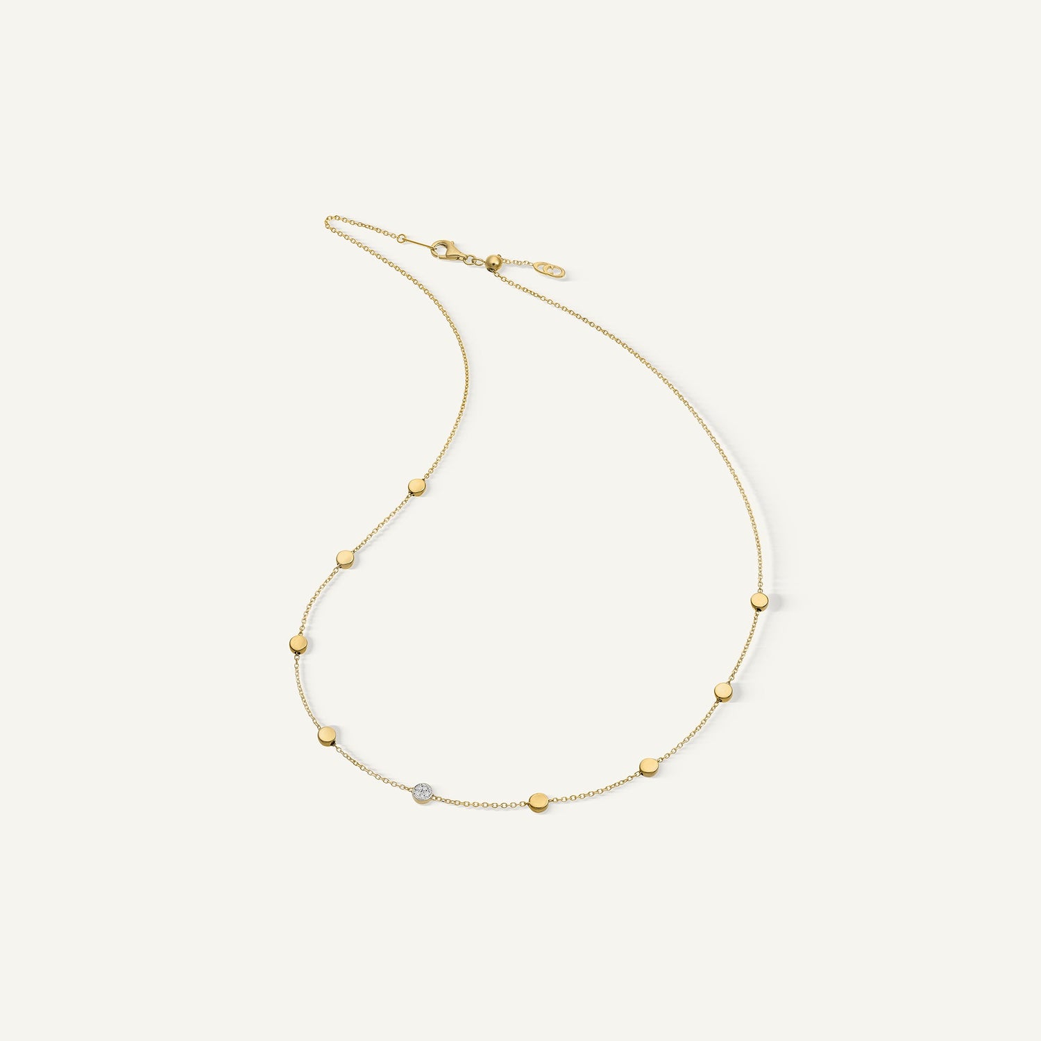 Gold necklace with diamonds