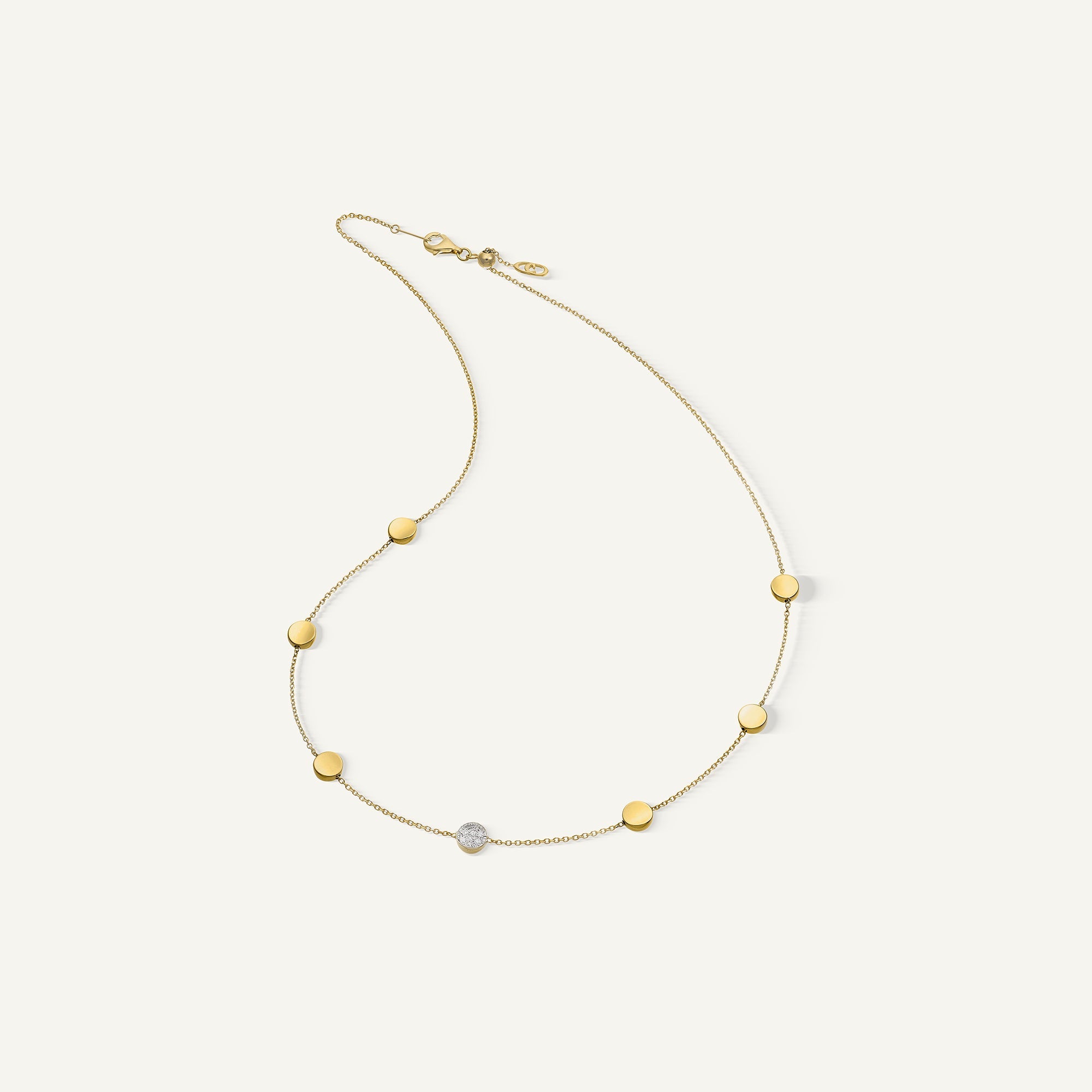 Gold necklace with diamonds