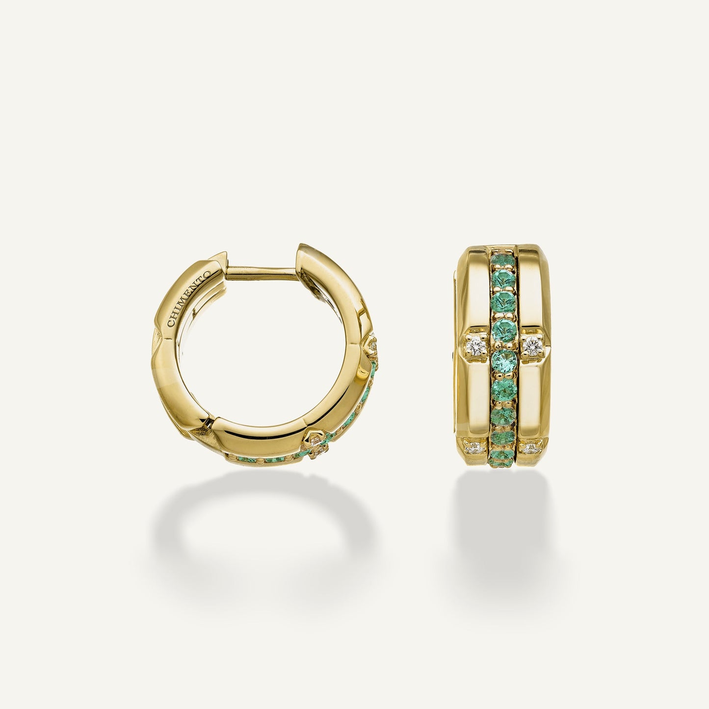 Orecchini in oro con diamanti e gemme colorate