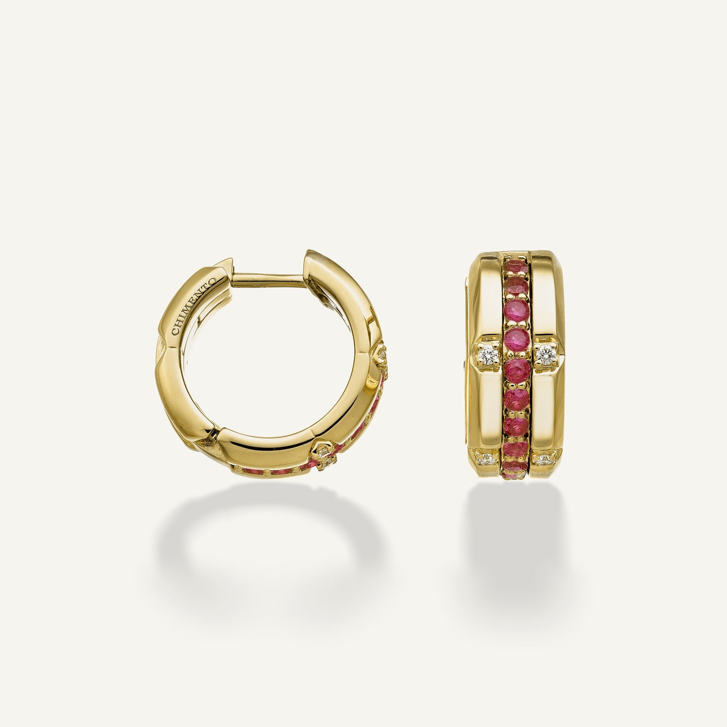 Orecchini in oro con diamanti e gemme colorate