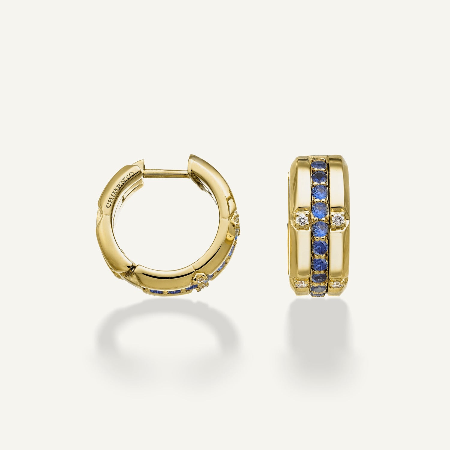 Orecchini in oro con diamanti e gemme colorate